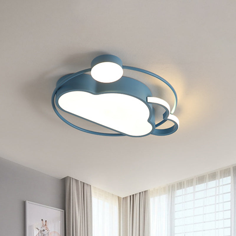 Iron Sun and Cloud Flushmount Lighting Cartoon LED Ceiling Mount Light in Pink/Blue for Child Room Clearhalo 'Ceiling Lights' 'Close To Ceiling Lights' 'Close to ceiling' 'Flush mount' Lighting' 816634