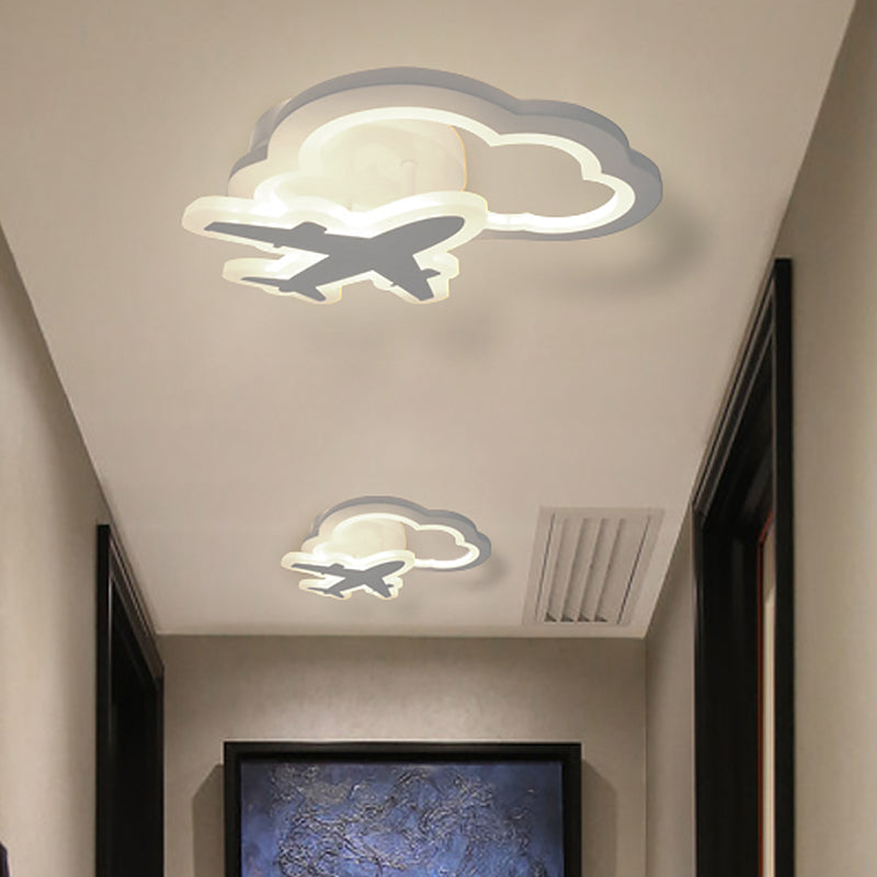 Airplane/Moon and Cloud Foyer Semi Flush Acrylic Nordic LED Ceiling Mounted Lamp in White Clearhalo 'Ceiling Lights' 'Close To Ceiling Lights' 'Close to ceiling' 'Semi-flushmount' Lighting' 816650