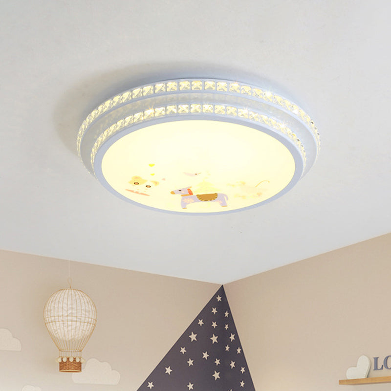 2 Tiers Crystal-Encrusted Ceiling Lamp Modern White LED Flush Mount Lighting with Cartoon Pattern White Clearhalo 'Ceiling Lights' 'Close To Ceiling Lights' 'Close to ceiling' 'Flush mount' Lighting' 816708