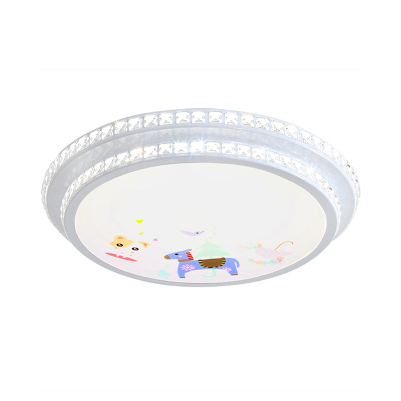 2 Tiers Crystal-Encrusted Ceiling Lamp Modern White LED Flush Mount Lighting with Cartoon Pattern Clearhalo 'Ceiling Lights' 'Close To Ceiling Lights' 'Close to ceiling' 'Flush mount' Lighting' 816710