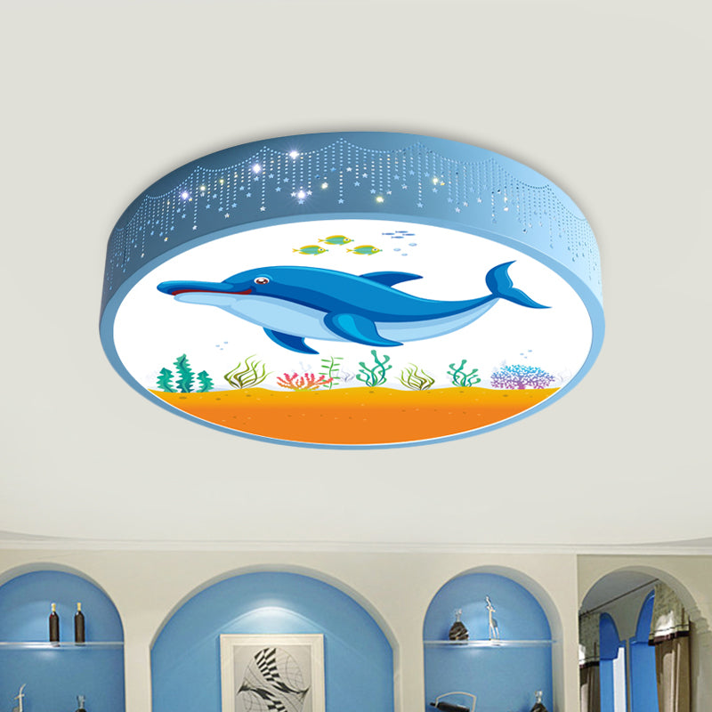 Kids Bedroom LED Flush Mount Light Cartoon Blue/White Ceiling Fixture with Dolphin/Shark/Fish Acrylic Shade Blue A Clearhalo 'Ceiling Lights' 'Close To Ceiling Lights' 'Close to ceiling' 'Flush mount' Lighting' 816716