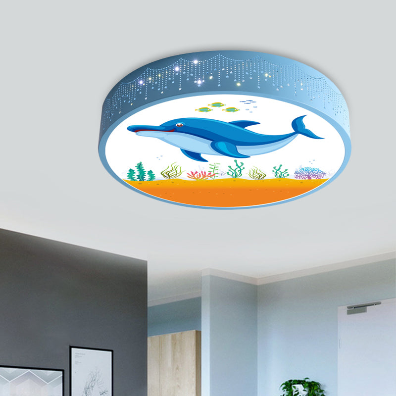 Kids Bedroom LED Flush Mount Light Cartoon Blue/White Ceiling Fixture with Dolphin/Shark/Fish Acrylic Shade Clearhalo 'Ceiling Lights' 'Close To Ceiling Lights' 'Close to ceiling' 'Flush mount' Lighting' 816717