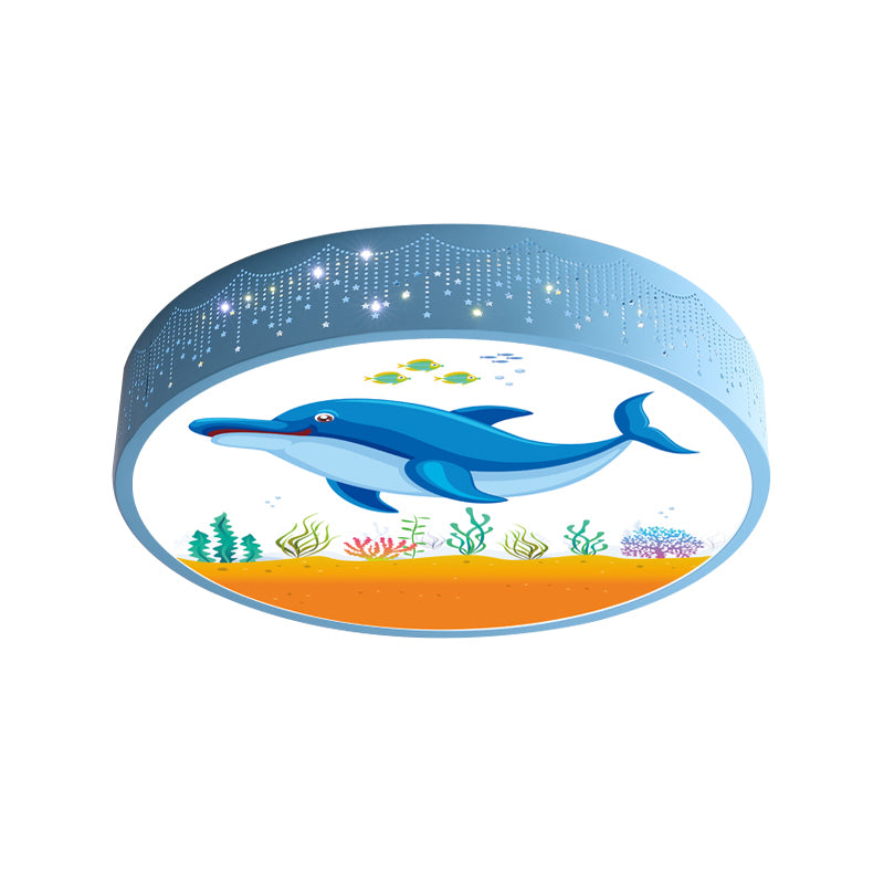 Kids Bedroom LED Flush Mount Light Cartoon Blue/White Ceiling Fixture with Dolphin/Shark/Fish Acrylic Shade Clearhalo 'Ceiling Lights' 'Close To Ceiling Lights' 'Close to ceiling' 'Flush mount' Lighting' 816718