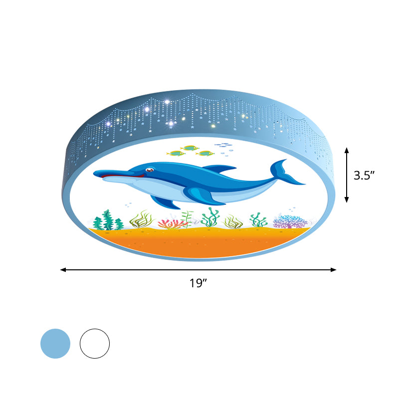 Kids Bedroom LED Flush Mount Light Cartoon Blue/White Ceiling Fixture with Dolphin/Shark/Fish Acrylic Shade Clearhalo 'Ceiling Lights' 'Close To Ceiling Lights' 'Close to ceiling' 'Flush mount' Lighting' 816719