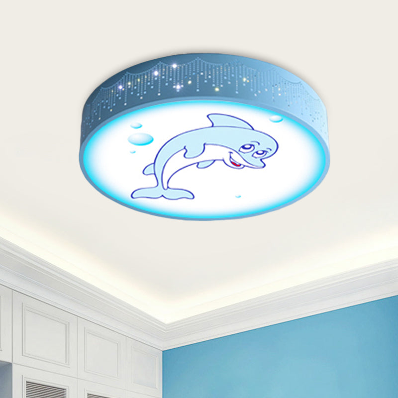 Kids Bedroom LED Flush Mount Light Cartoon Blue/White Ceiling Fixture with Dolphin/Shark/Fish Acrylic Shade Blue B Clearhalo 'Ceiling Lights' 'Close To Ceiling Lights' 'Close to ceiling' 'Flush mount' Lighting' 816720