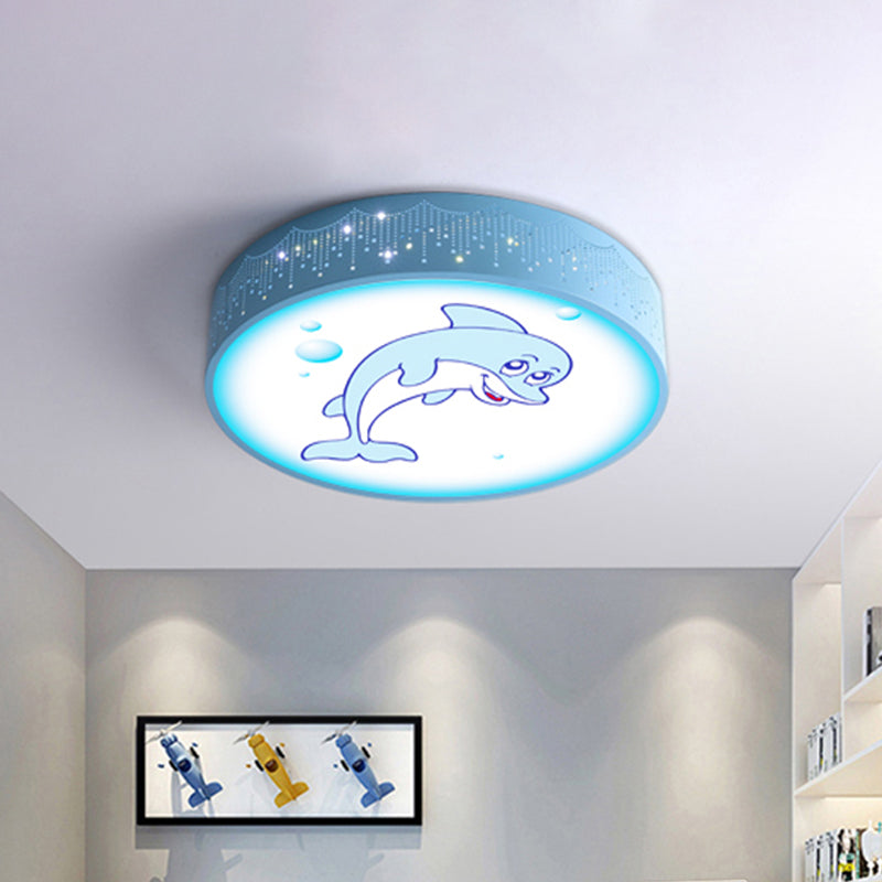 Kids Bedroom LED Flush Mount Light Cartoon Blue/White Ceiling Fixture with Dolphin/Shark/Fish Acrylic Shade Clearhalo 'Ceiling Lights' 'Close To Ceiling Lights' 'Close to ceiling' 'Flush mount' Lighting' 816721