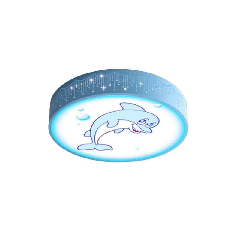 Kids Bedroom LED Flush Mount Light Cartoon Blue/White Ceiling Fixture with Dolphin/Shark/Fish Acrylic Shade Clearhalo 'Ceiling Lights' 'Close To Ceiling Lights' 'Close to ceiling' 'Flush mount' Lighting' 816722