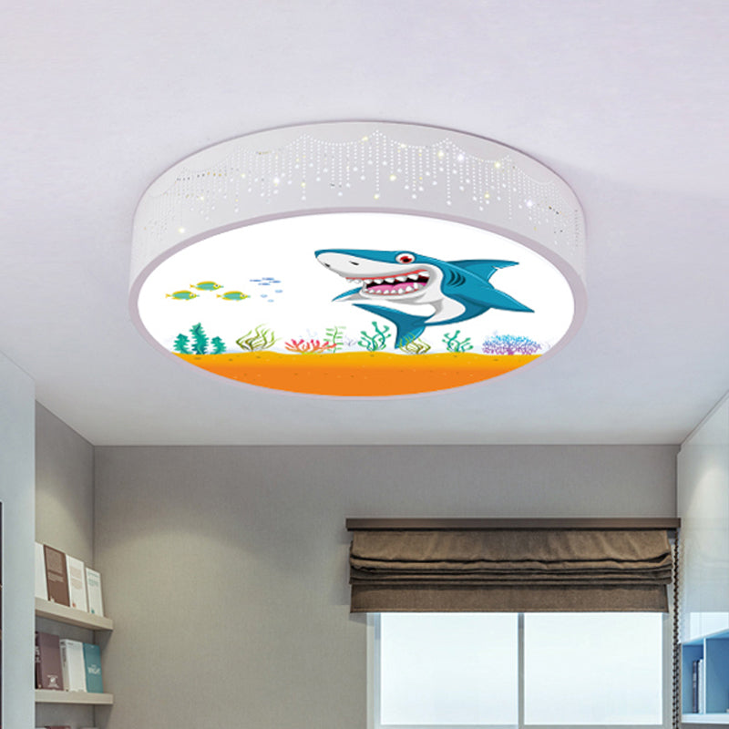 Kids Bedroom LED Flush Mount Light Cartoon Blue/White Ceiling Fixture with Dolphin/Shark/Fish Acrylic Shade White C Clearhalo 'Ceiling Lights' 'Close To Ceiling Lights' 'Close to ceiling' 'Flush mount' Lighting' 816724