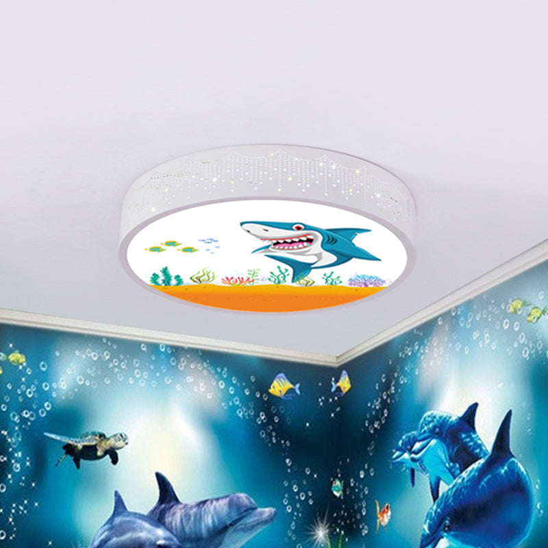 Kids Bedroom LED Flush Mount Light Cartoon Blue/White Ceiling Fixture with Dolphin/Shark/Fish Acrylic Shade Clearhalo 'Ceiling Lights' 'Close To Ceiling Lights' 'Close to ceiling' 'Flush mount' Lighting' 816725