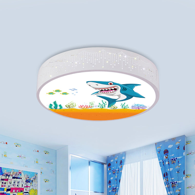 Kids Bedroom LED Flush Mount Light Cartoon Blue/White Ceiling Fixture with Dolphin/Shark/Fish Acrylic Shade Clearhalo 'Ceiling Lights' 'Close To Ceiling Lights' 'Close to ceiling' 'Flush mount' Lighting' 816726