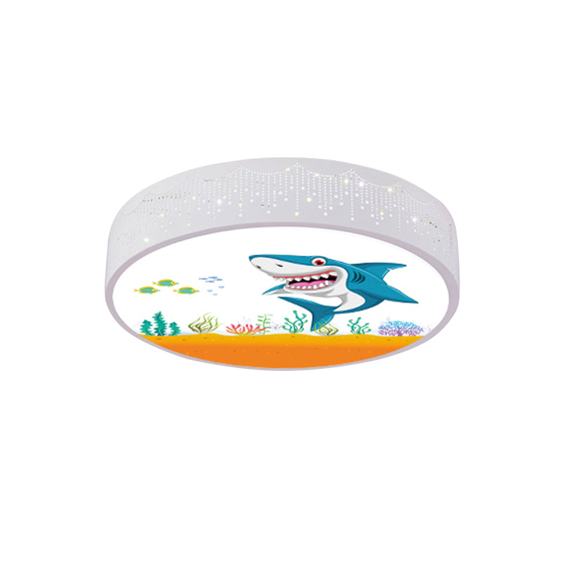 Kids Bedroom LED Flush Mount Light Cartoon Blue/White Ceiling Fixture with Dolphin/Shark/Fish Acrylic Shade Clearhalo 'Ceiling Lights' 'Close To Ceiling Lights' 'Close to ceiling' 'Flush mount' Lighting' 816727