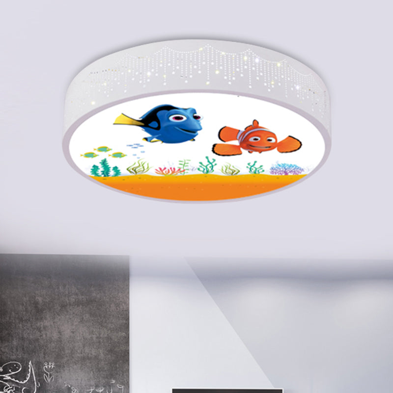 Kids Bedroom LED Flush Mount Light Cartoon Blue/White Ceiling Fixture with Dolphin/Shark/Fish Acrylic Shade White D Clearhalo 'Ceiling Lights' 'Close To Ceiling Lights' 'Close to ceiling' 'Flush mount' Lighting' 816728