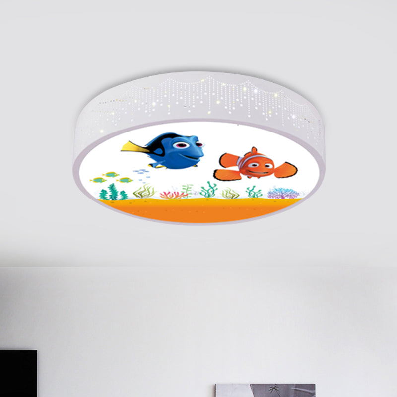 Kids Bedroom LED Flush Mount Light Cartoon Blue/White Ceiling Fixture with Dolphin/Shark/Fish Acrylic Shade Clearhalo 'Ceiling Lights' 'Close To Ceiling Lights' 'Close to ceiling' 'Flush mount' Lighting' 816729