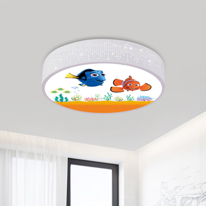 Kids Bedroom LED Flush Mount Light Cartoon Blue/White Ceiling Fixture with Dolphin/Shark/Fish Acrylic Shade Clearhalo 'Ceiling Lights' 'Close To Ceiling Lights' 'Close to ceiling' 'Flush mount' Lighting' 816730