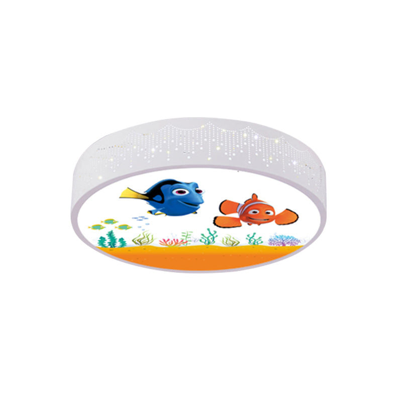 Kids Bedroom LED Flush Mount Light Cartoon Blue/White Ceiling Fixture with Dolphin/Shark/Fish Acrylic Shade Clearhalo 'Ceiling Lights' 'Close To Ceiling Lights' 'Close to ceiling' 'Flush mount' Lighting' 816731