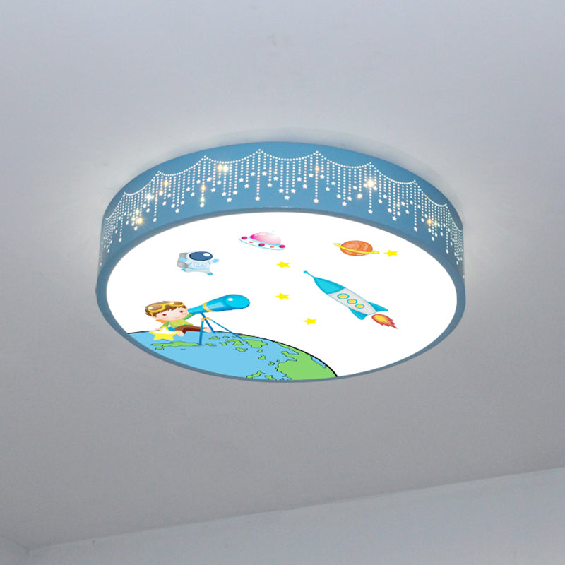 Meteor Shower Cutouts Ceiling Lamp Kids Acrylic Bedroom LED Flush Mounted Light with Rocket Pattern in Blue Blue B Clearhalo 'Ceiling Lights' 'Close To Ceiling Lights' 'Close to ceiling' 'Flush mount' Lighting' 816732