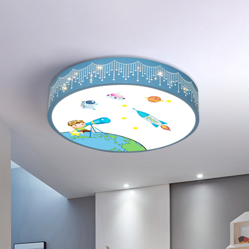 Meteor Shower Cutouts Ceiling Lamp Kids Acrylic Bedroom LED Flush Mounted Light with Rocket Pattern in Blue Clearhalo 'Ceiling Lights' 'Close To Ceiling Lights' 'Close to ceiling' 'Flush mount' Lighting' 816733