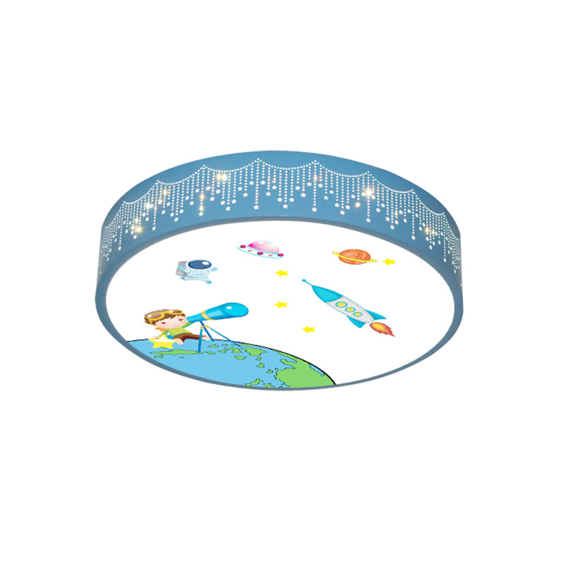 Meteor Shower Cutouts Ceiling Lamp Kids Acrylic Bedroom LED Flush Mounted Light with Rocket Pattern in Blue Clearhalo 'Ceiling Lights' 'Close To Ceiling Lights' 'Close to ceiling' 'Flush mount' Lighting' 816734