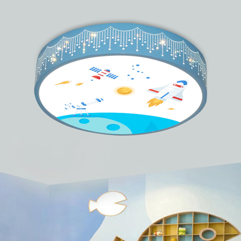 Meteor Shower Cutouts Ceiling Lamp Kids Acrylic Bedroom LED Flush Mounted Light with Rocket Pattern in Blue Blue A Clearhalo 'Ceiling Lights' 'Close To Ceiling Lights' 'Close to ceiling' 'Flush mount' Lighting' 816736