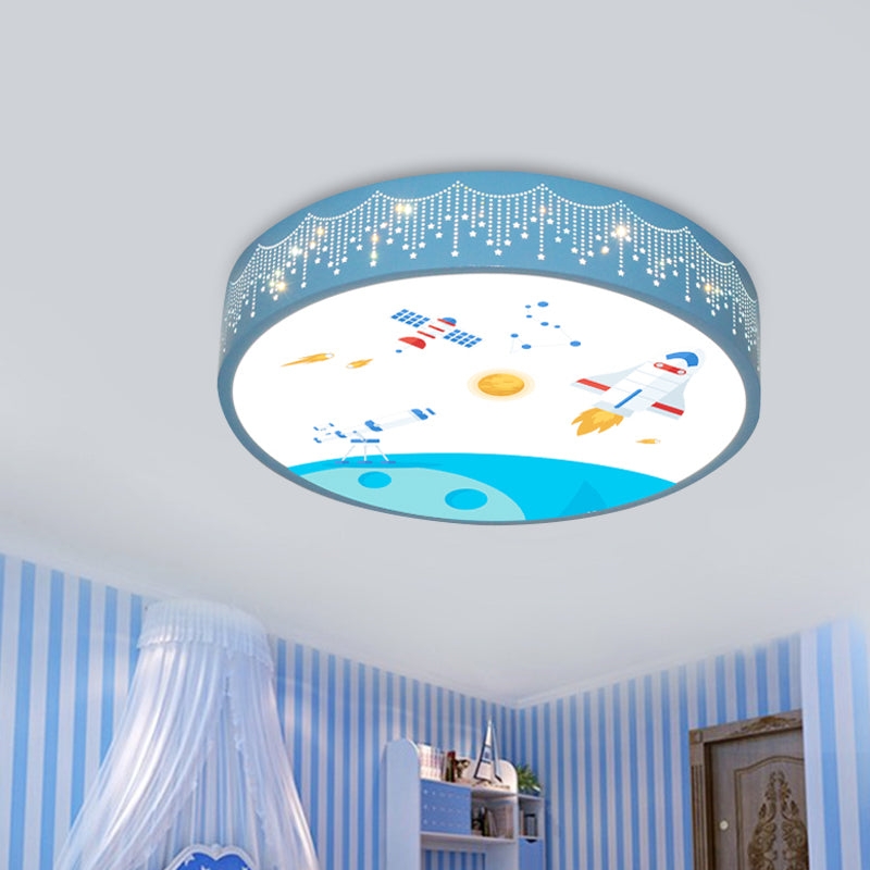 Meteor Shower Cutouts Ceiling Lamp Kids Acrylic Bedroom LED Flush Mounted Light with Rocket Pattern in Blue Clearhalo 'Ceiling Lights' 'Close To Ceiling Lights' 'Close to ceiling' 'Flush mount' Lighting' 816737