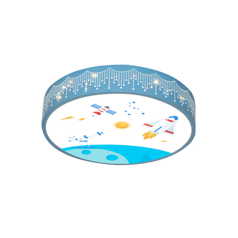 Meteor Shower Cutouts Ceiling Lamp Kids Acrylic Bedroom LED Flush Mounted Light with Rocket Pattern in Blue Clearhalo 'Ceiling Lights' 'Close To Ceiling Lights' 'Close to ceiling' 'Flush mount' Lighting' 816739