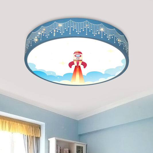 Meteor Shower Cutouts Ceiling Lamp Kids Acrylic Bedroom LED Flush Mounted Light with Rocket Pattern in Blue Blue C Clearhalo 'Ceiling Lights' 'Close To Ceiling Lights' 'Close to ceiling' 'Flush mount' Lighting' 816740