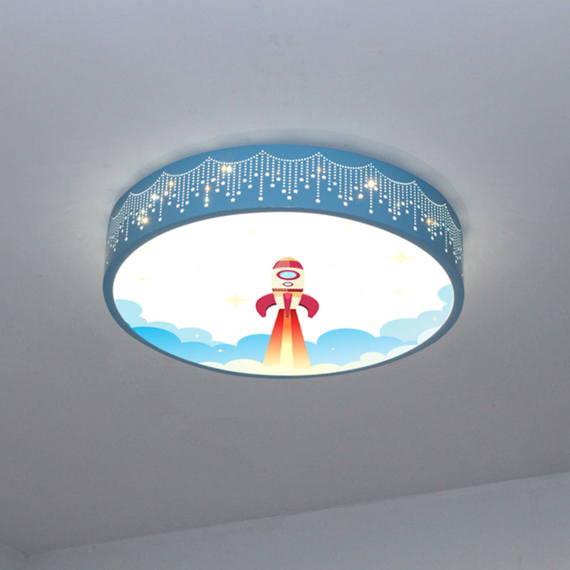 Meteor Shower Cutouts Ceiling Lamp Kids Acrylic Bedroom LED Flush Mounted Light with Rocket Pattern in Blue Clearhalo 'Ceiling Lights' 'Close To Ceiling Lights' 'Close to ceiling' 'Flush mount' Lighting' 816741