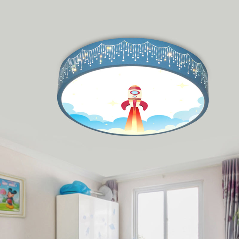 Meteor Shower Cutouts Ceiling Lamp Kids Acrylic Bedroom LED Flush Mounted Light with Rocket Pattern in Blue Clearhalo 'Ceiling Lights' 'Close To Ceiling Lights' 'Close to ceiling' 'Flush mount' Lighting' 816742