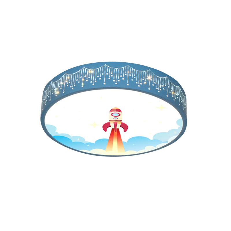 Meteor Shower Cutouts Ceiling Lamp Kids Acrylic Bedroom LED Flush Mounted Light with Rocket Pattern in Blue Clearhalo 'Ceiling Lights' 'Close To Ceiling Lights' 'Close to ceiling' 'Flush mount' Lighting' 816743