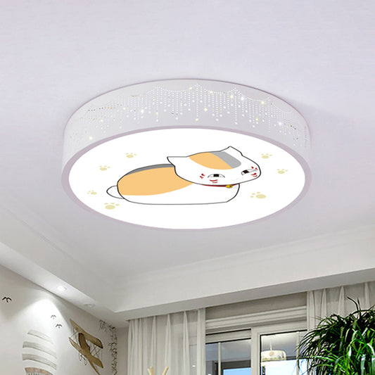 Comic Cat Kids Room Ceiling Flush Mount Iron LED Cartoon Flushmount Lighting in Blue/White Clearhalo 'Ceiling Lights' 'Close To Ceiling Lights' 'Close to ceiling' 'Flush mount' Lighting' 816757