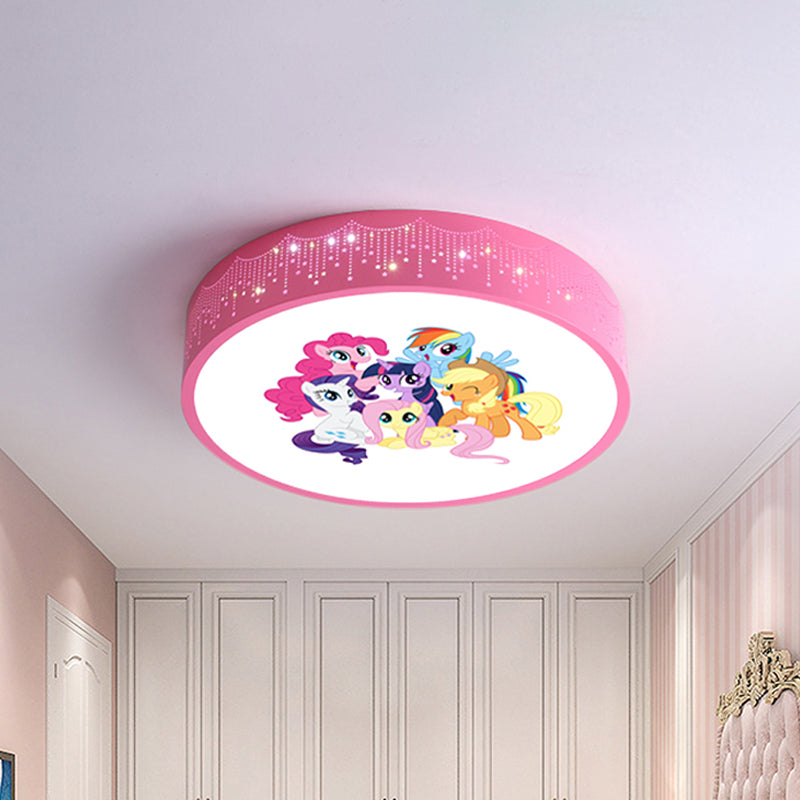 Cartoon LED Flush Light Fixture Pink/Blue Unicorn Pattern Ceiling Mount Lamp with Acrylic Shade Clearhalo 'Ceiling Lights' 'Close To Ceiling Lights' 'Close to ceiling' 'Flush mount' Lighting' 816786