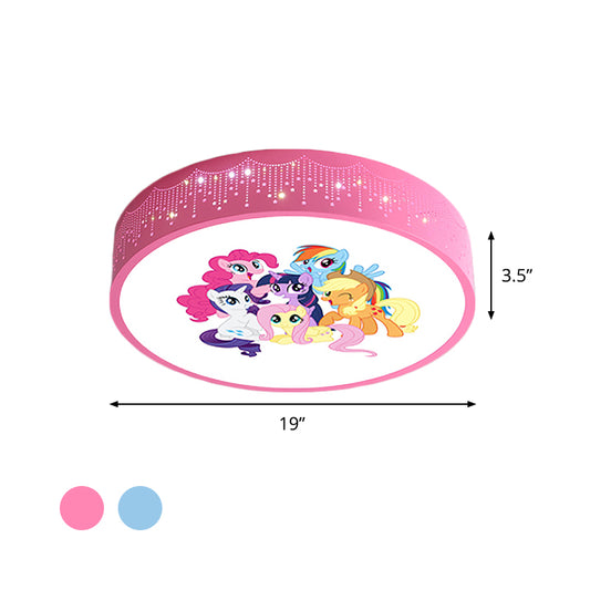 Cartoon LED Flush Light Fixture Pink/Blue Unicorn Pattern Ceiling Mount Lamp with Acrylic Shade Clearhalo 'Ceiling Lights' 'Close To Ceiling Lights' 'Close to ceiling' 'Flush mount' Lighting' 816788