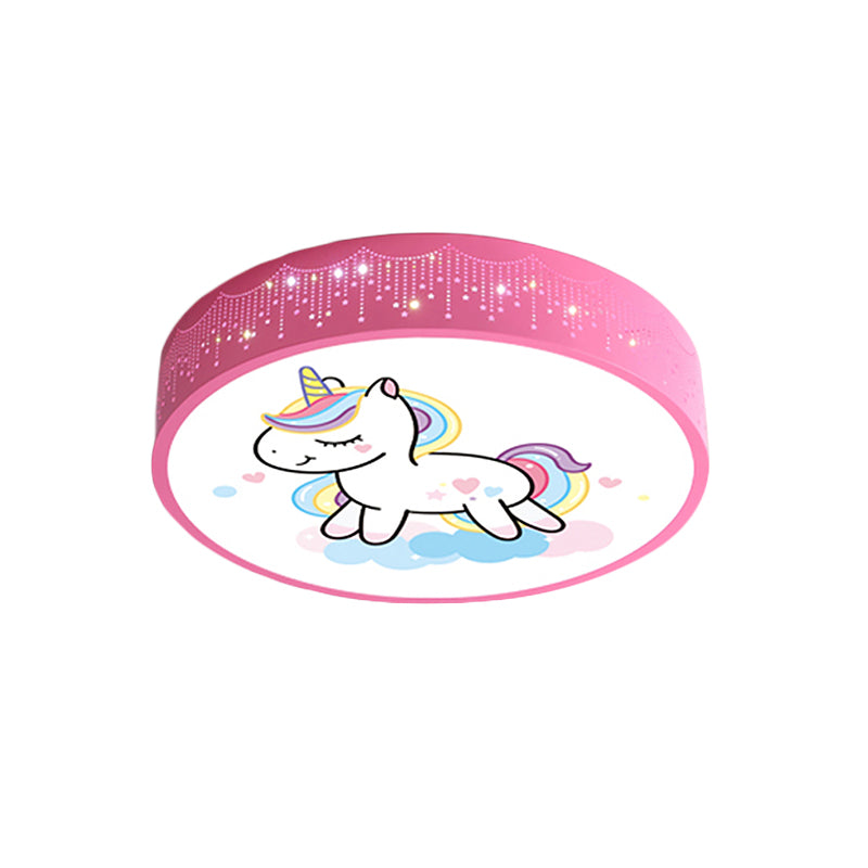 Cartoon LED Flush Light Fixture Pink/Blue Unicorn Pattern Ceiling Mount Lamp with Acrylic Shade Clearhalo 'Ceiling Lights' 'Close To Ceiling Lights' 'Close to ceiling' 'Flush mount' Lighting' 816791