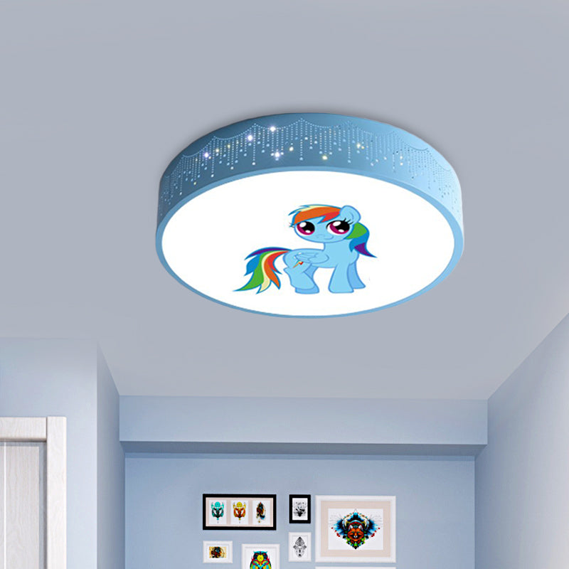 Cartoon LED Flush Light Fixture Pink/Blue Unicorn Pattern Ceiling Mount Lamp with Acrylic Shade Clearhalo 'Ceiling Lights' 'Close To Ceiling Lights' 'Close to ceiling' 'Flush mount' Lighting' 816798