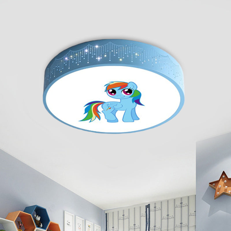 Cartoon LED Flush Light Fixture Pink/Blue Unicorn Pattern Ceiling Mount Lamp with Acrylic Shade Clearhalo 'Ceiling Lights' 'Close To Ceiling Lights' 'Close to ceiling' 'Flush mount' Lighting' 816799