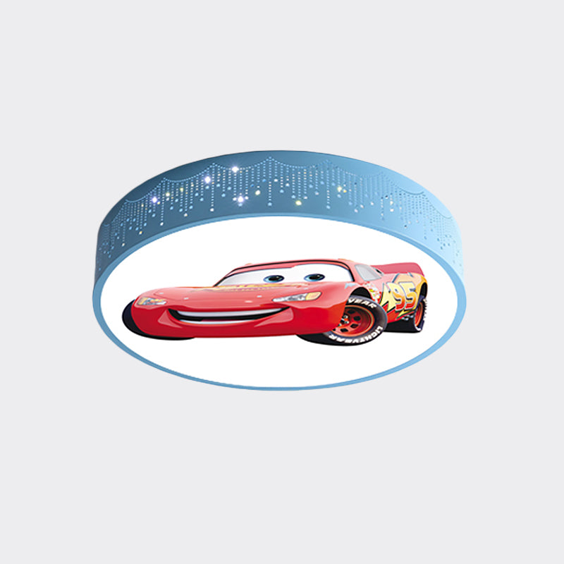 Cartoon Car Patterned Round Ceiling Lamp Iron Boy's Bedroom LED Flushmount Lighting in Blue Clearhalo 'Ceiling Lights' 'Close To Ceiling Lights' 'Close to ceiling' 'Flush mount' Lighting' 816826