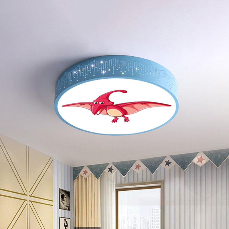 Hollowed Out Iron LED Flush Mount Cartoon Red/Blue/Green Ceiling Light Fixture with Dinosaur Pattern Red Clearhalo 'Ceiling Lights' 'Close To Ceiling Lights' 'Close to ceiling' 'Flush mount' Lighting' 816835