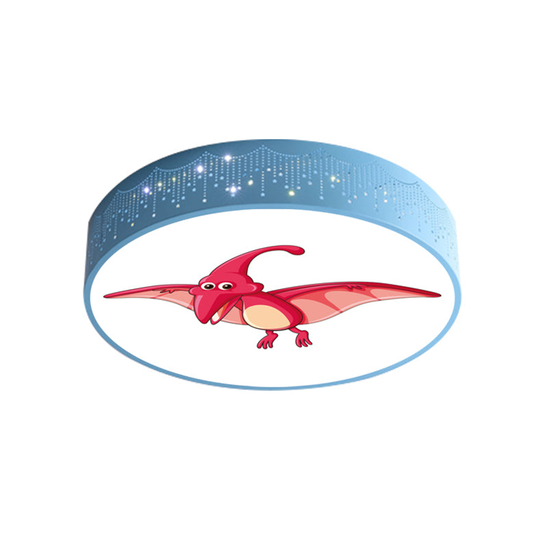 Hollowed Out Iron LED Flush Mount Cartoon Red/Blue/Green Ceiling Light Fixture with Dinosaur Pattern Clearhalo 'Ceiling Lights' 'Close To Ceiling Lights' 'Close to ceiling' 'Flush mount' Lighting' 816836