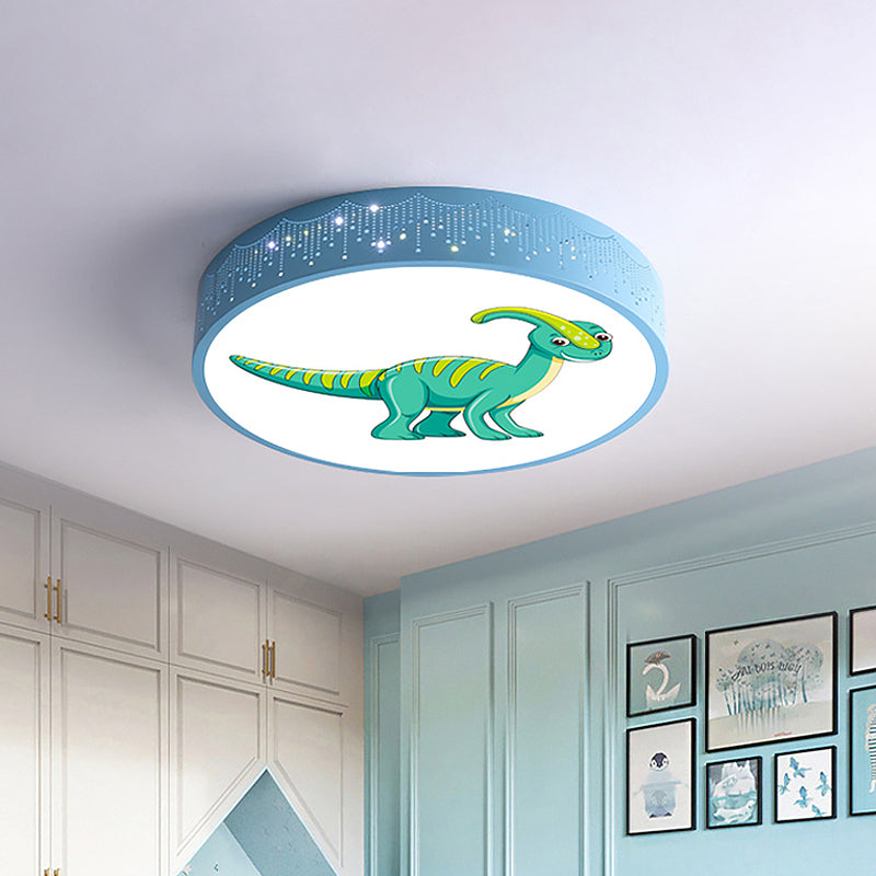 Hollowed Out Iron LED Flush Mount Cartoon Red/Blue/Green Ceiling Light Fixture with Dinosaur Pattern Clearhalo 'Ceiling Lights' 'Close To Ceiling Lights' 'Close to ceiling' 'Flush mount' Lighting' 816844