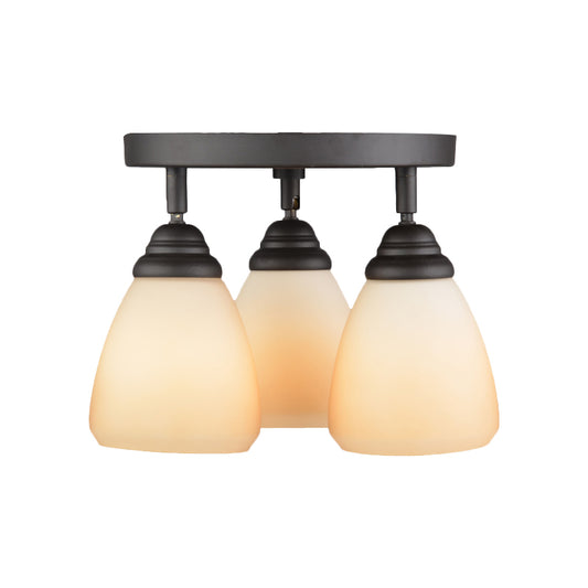 Cone White Glass Ceiling Flush Countryside 3-Light Bedroom Semi Flush Mount Light Fixture Clearhalo 'Ceiling Lights' 'Close To Ceiling Lights' 'Close to ceiling' 'Glass shade' 'Glass' 'Semi-flushmount' Lighting' 816861