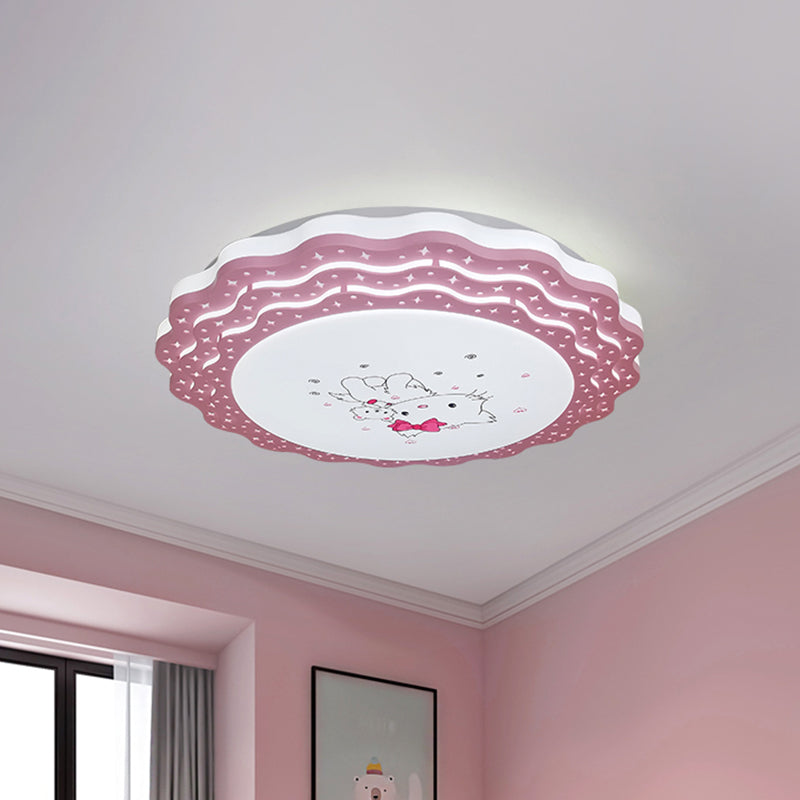 Tiered Ripple Flush Ceiling Light Cartoon Acrylic Bedroom LED Flush Mount Lamp in Pink/Blue/Grey-Yellow Pink Clearhalo 'Ceiling Lights' 'Close To Ceiling Lights' 'Close to ceiling' 'Flush mount' Lighting' 816894