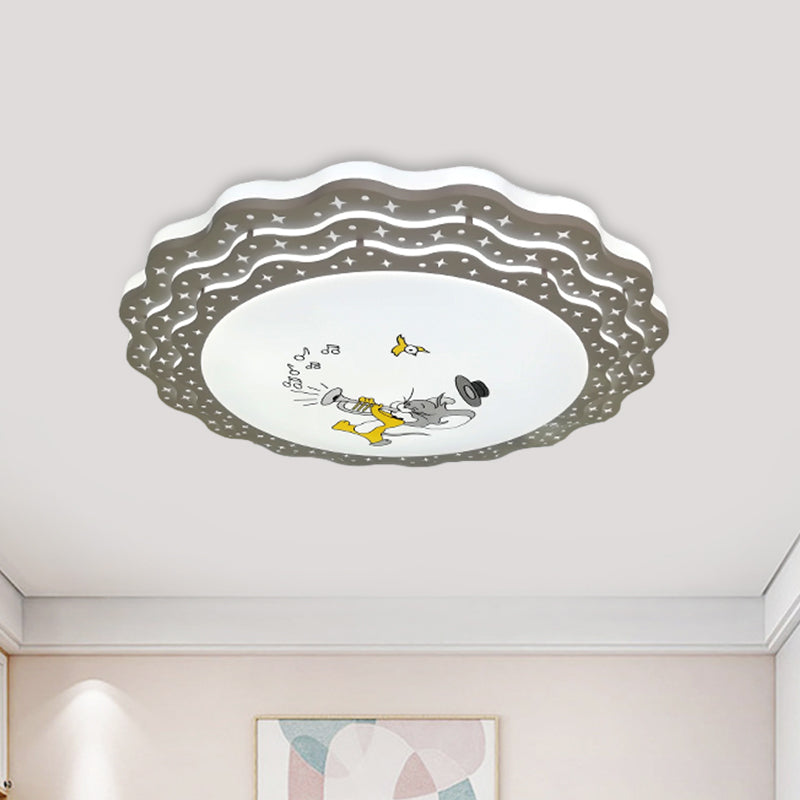 Tiered Ripple Flush Ceiling Light Cartoon Acrylic Bedroom LED Flush Mount Lamp in Pink/Blue/Grey-Yellow Gray-Yellow Clearhalo 'Ceiling Lights' 'Close To Ceiling Lights' 'Close to ceiling' 'Flush mount' Lighting' 816902