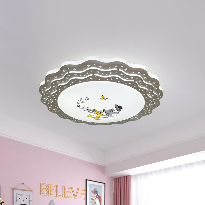 Tiered Ripple Flush Ceiling Light Cartoon Acrylic Bedroom LED Flush Mount Lamp in Pink/Blue/Grey-Yellow Clearhalo 'Ceiling Lights' 'Close To Ceiling Lights' 'Close to ceiling' 'Flush mount' Lighting' 816903