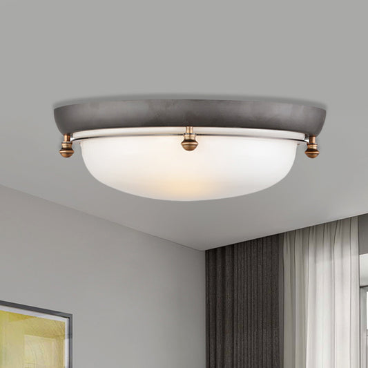 White Glass Dome Flush Light Country 3 Bulbs Bedroom Flush Mount Recessed Lighting White Clearhalo 'Ceiling Lights' 'Close To Ceiling Lights' 'Close to ceiling' 'Flush mount' Lighting' 816910