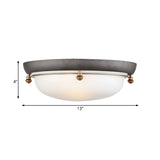 White Glass Dome Flush Light Country 3 Bulbs Bedroom Flush Mount Recessed Lighting Clearhalo 'Ceiling Lights' 'Close To Ceiling Lights' 'Close to ceiling' 'Flush mount' Lighting' 816913