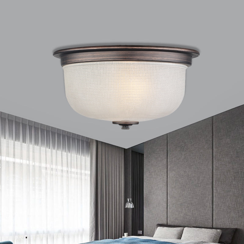 Dome White Glass Flush Mount Countryside 3 Heads Bedroom Flush Ceiling Light Fixture Clearhalo 'Ceiling Lights' 'Close To Ceiling Lights' 'Close to ceiling' 'Flush mount' Lighting' 816915