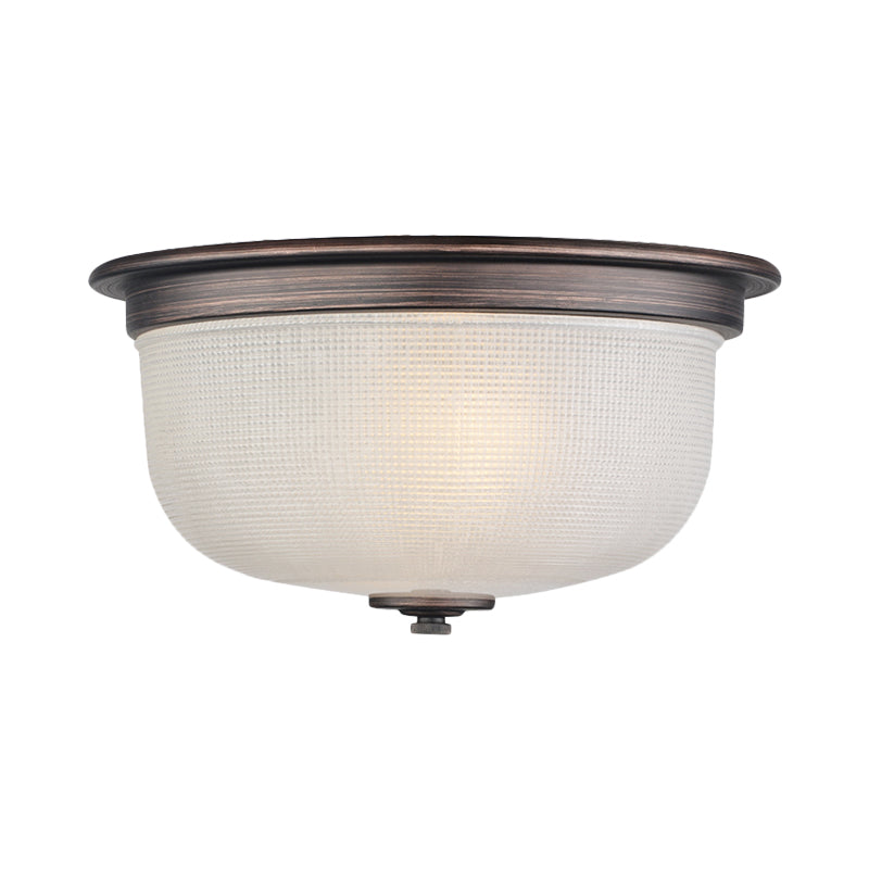 Dome White Glass Flush Mount Countryside 3 Heads Bedroom Flush Ceiling Light Fixture Clearhalo 'Ceiling Lights' 'Close To Ceiling Lights' 'Close to ceiling' 'Flush mount' Lighting' 816916