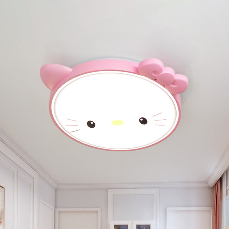 Kitty Girl's Bedroom Ceiling Flush Acrylic Cartoon LED Flush Mount Lighting in Pink/White Pink Clearhalo 'Ceiling Lights' 'Close To Ceiling Lights' 'Close to ceiling' 'Flush mount' Lighting' 816930