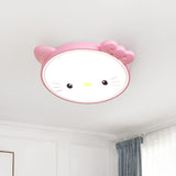 Kitty Girl's Bedroom Ceiling Flush Acrylic Cartoon LED Flush Mount Lighting in Pink/White Clearhalo 'Ceiling Lights' 'Close To Ceiling Lights' 'Close to ceiling' 'Flush mount' Lighting' 816931