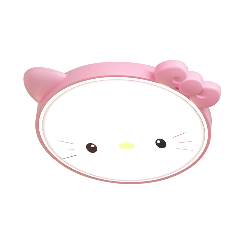 Kitty Girl's Bedroom Ceiling Flush Acrylic Cartoon LED Flush Mount Lighting in Pink/White Clearhalo 'Ceiling Lights' 'Close To Ceiling Lights' 'Close to ceiling' 'Flush mount' Lighting' 816932